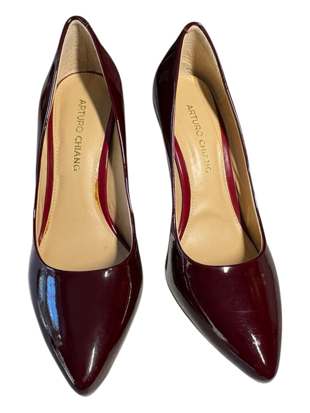Arturo Chiang Pointed-Toe Pumps. Size 7.5 M. Burgundy - Picture 7 of 8